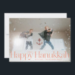 Cartes Pour Fêtes Annuelles Miniature de photos de Noël Hanoukka<br><div class="desc">Hanoukka simple heureux en lettres serif avec signature année et famille. Ajoutez votre propre message ou des photos supplémentaires à l'arrière.</div>