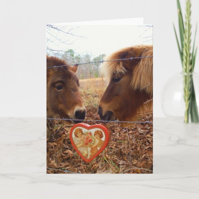 Cartes Pour Fêtes Annuelles Miniature Donkey & Horse Valentine Heart (Devant)