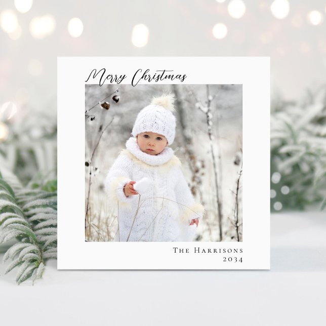 Cartes Pour Fêtes Annuelles Miniature moderne photo Joyeux Noël (Share the love and warmth of the season with your personalized photo Christmas card)