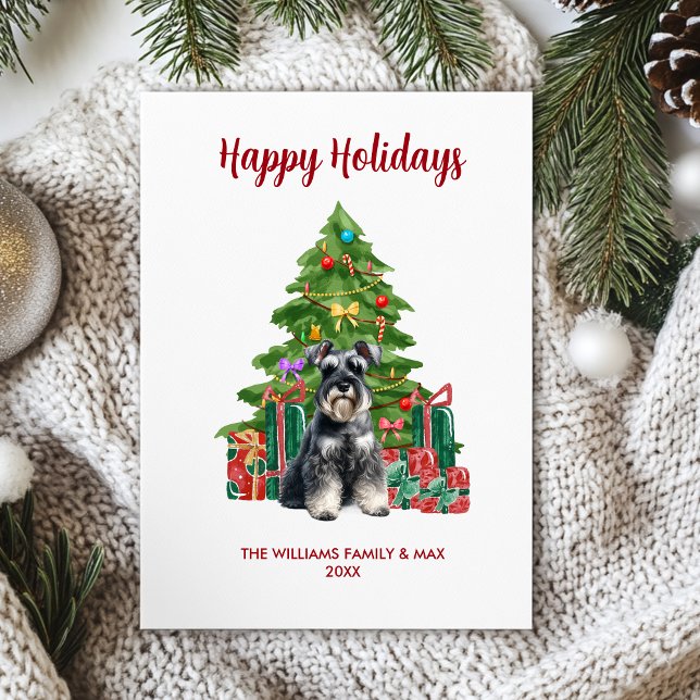 Cartes Pour Fêtes Annuelles Miniature Schnauzer Chien famille Noël (Créateur téléchargé)