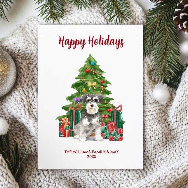 Cartes Pour Fêtes Annuelles Miniature Schnauzer Chien famille Noël (Créateur téléchargé)