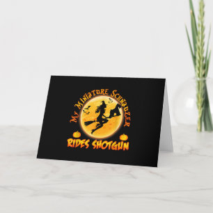 Cartes Pour Fêtes Annuelles Miniature Schnauzer Dog Rides Shotgun Witch Funny