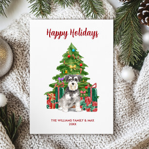 Cartes Pour Fêtes Annuelles Miniature Schnauzer Famille de Noël
