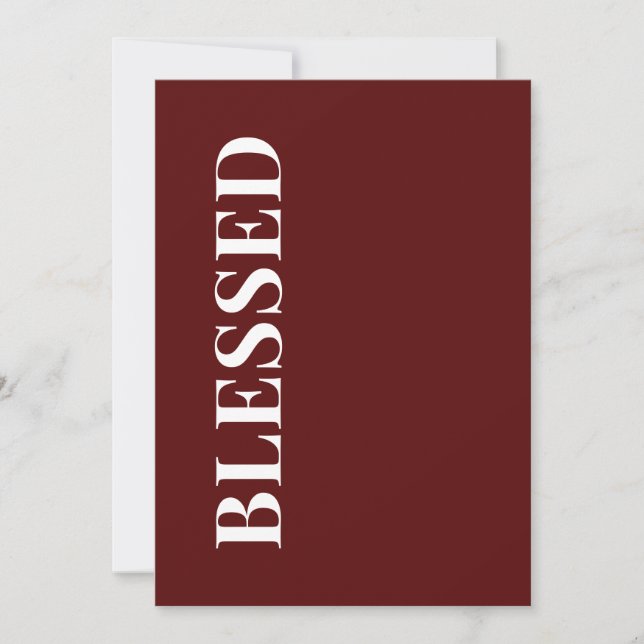 Cartes Pour Fêtes Annuelles Minimal BLESSED | Deep Red Holiday Greeting Card (Devant)