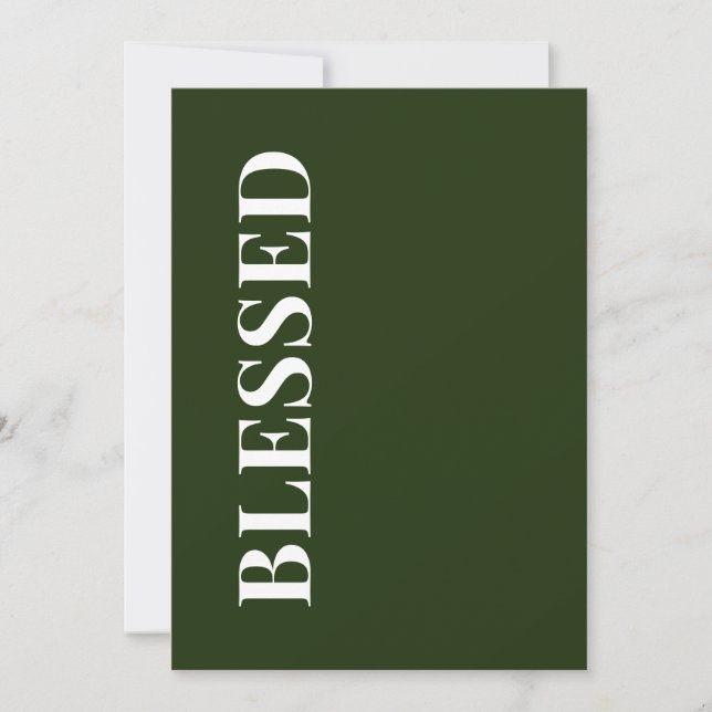 Cartes Pour Fêtes Annuelles Minimal BLESSED | Forest Green Holiday Card (Devant)