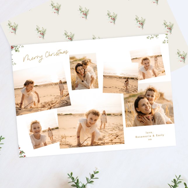 Cartes Pour Fêtes Annuelles Minimal Élégant Noël Botanique 7 Photos  (Créateur téléchargé)