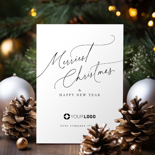 Cartes Pour Fêtes Annuelles Minimal Elegant Script Merriest Christmas Company (Minimal Elegant Script Merriest Christmas Company Holiday Card)