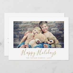 Cartes Pour Fêtes Annuelles Minimal Gold Happy Holidays Family News Landscape