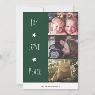 Cartes Pour Fêtes Annuelles Minimal Green Joy Love Peace Photo Noël
