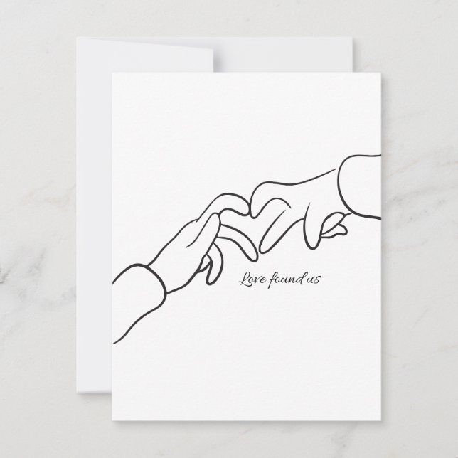 Cartes Pour Fêtes Annuelles Minimal Hand Holding Line Love Found us modern (Devant)