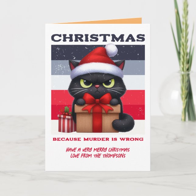 Cartes Pour Fêtes Annuelles Minimal Mayhem Funny Cat Retro Christmas Photo (Devant)