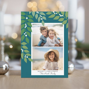 Cartes Pour Fêtes Annuelles Minimal moderne 2 photo - botanique turquoise vert