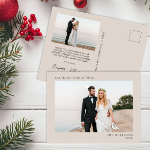 Cartes Pour Fêtes Annuelles Minimal moderne 2 photo Marié Noël Taupe