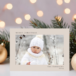 Cartes Pour Fêtes Annuelles Minimal Moderne Joyeux Noël Photo Taupe