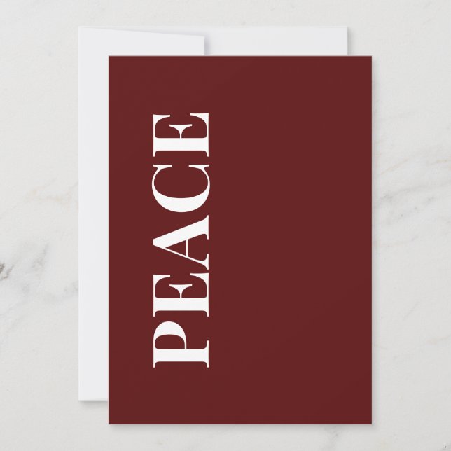 Cartes Pour Fêtes Annuelles Minimal PEACE | Deep Red Holiday Greeting Card (Devant)