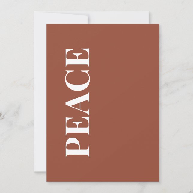 Cartes Pour Fêtes Annuelles Minimal PEACE | Terracotta Holiday Greeting Card (Devant)