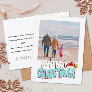 Cartes Pour Fêtes Annuelles Minimal Retro 1 Photo Festif Fun Joyeux Noël