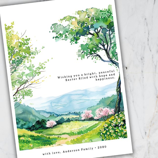 Cartes Pour Fêtes Annuelles Minimal Spring Landscape Art Easter Greetings Card (Créateur téléchargé)