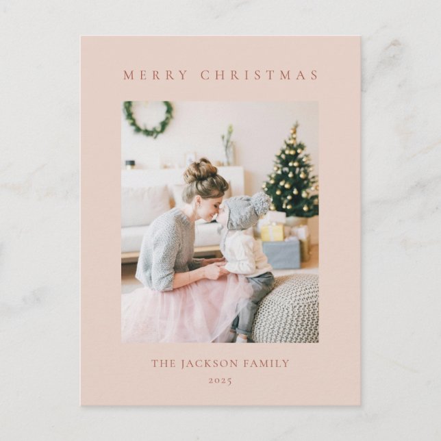 Cartes Pour Fêtes Annuelles Minimal Warm Reddish Brown Merry Christmas Photo (Devant)