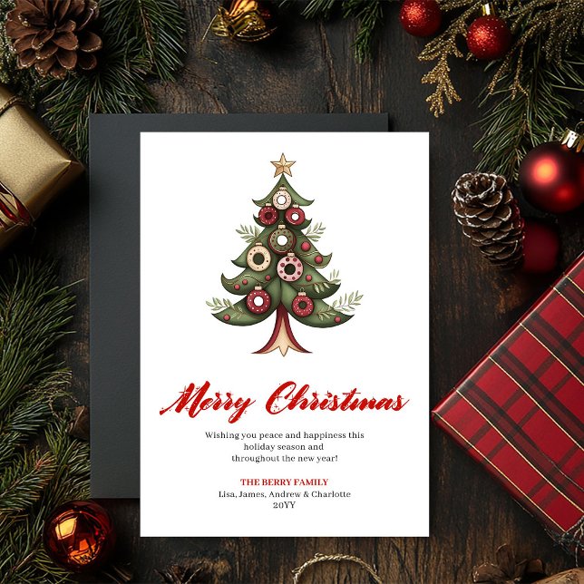 Cartes Pour Fêtes Annuelles Minimalist Artistic Christmas Tree Greeting Card (Classic Christmas greeting card,
designer watercolor cozy Christmas tree,
festive holiday  artistic )