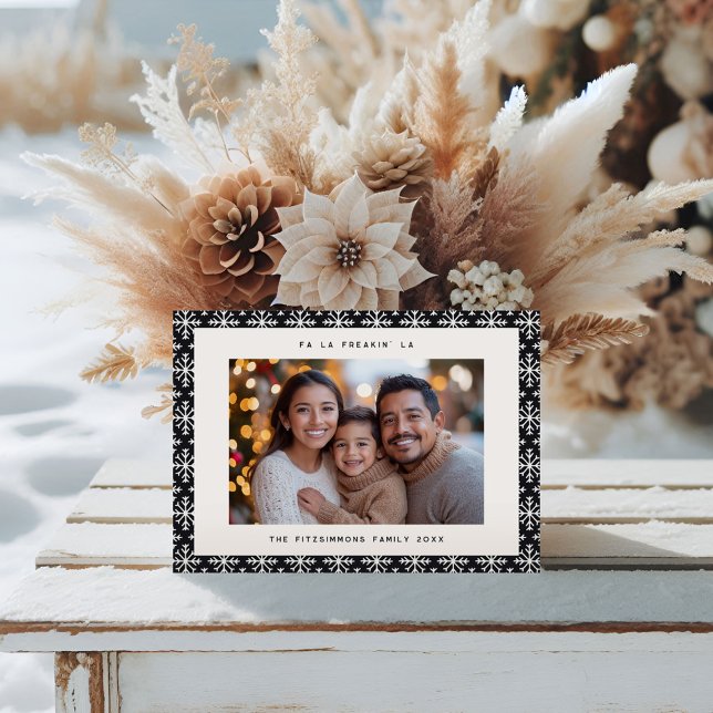 Cartes Pour Fêtes Annuelles Minimalist Black Nordic Photo Christmas Card (Neutral Snowflake Modern Christmas Card black)