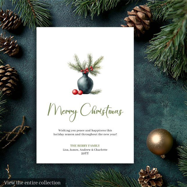 Cartes Pour Fêtes Annuelles Minimalist Bohemian Botanical Earthy Holiday Card (Minimalist Bohemian Botanical Earthy Holiday Card)
