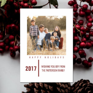 Cartes Pour Fêtes Annuelles Minimalist Chic Holiday Photo Card   Burgundy