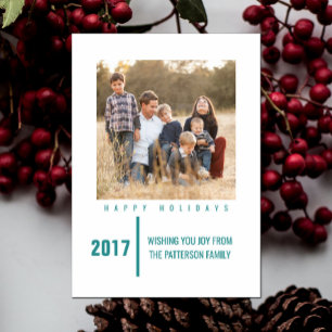 Cartes Pour Fêtes Annuelles Minimalist Chic Holiday Photo Card   Teal