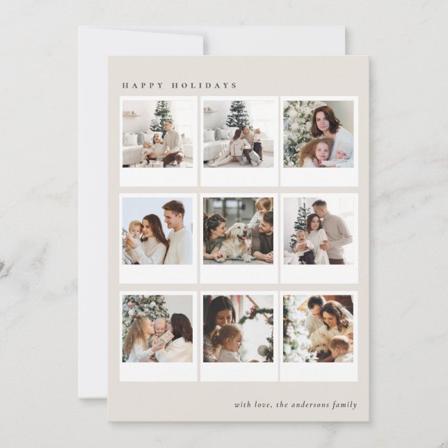 Cartes Pour Fêtes Annuelles Minimalist  Creamy Boho Photo collage Christmas   (Devant)