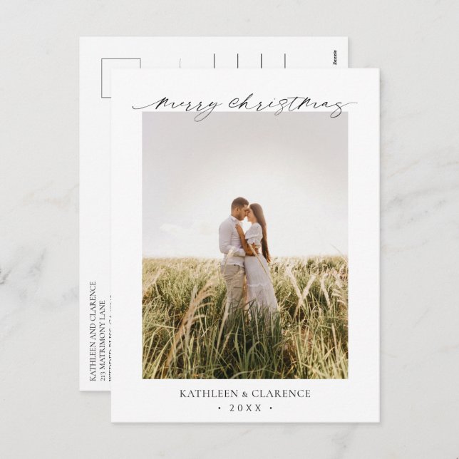 Cartes Pour Fêtes Annuelles Minimalist Elegant Photo Classic Christmas (Devant / Derrière)