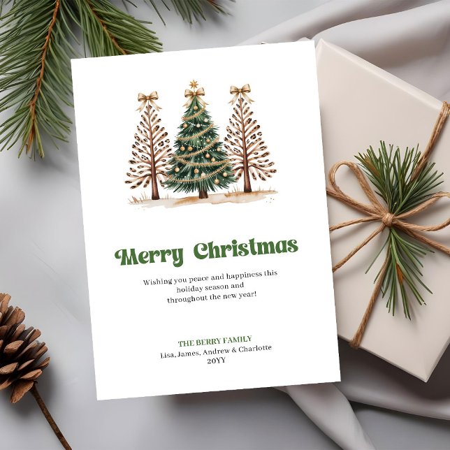 Cartes Pour Fêtes Annuelles Minimalist Gold Green Leopard Christmas Tree Card (Minimalist Gold Green Leopard Christmas Tree Greeting)