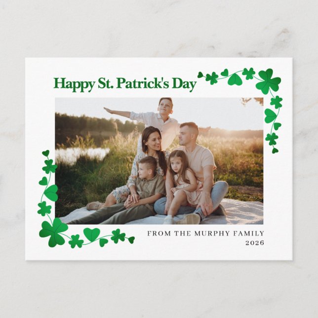 Cartes Pour Fêtes Annuelles Minimalist lucky shamrock st. Patrick's Day photo (Devant)