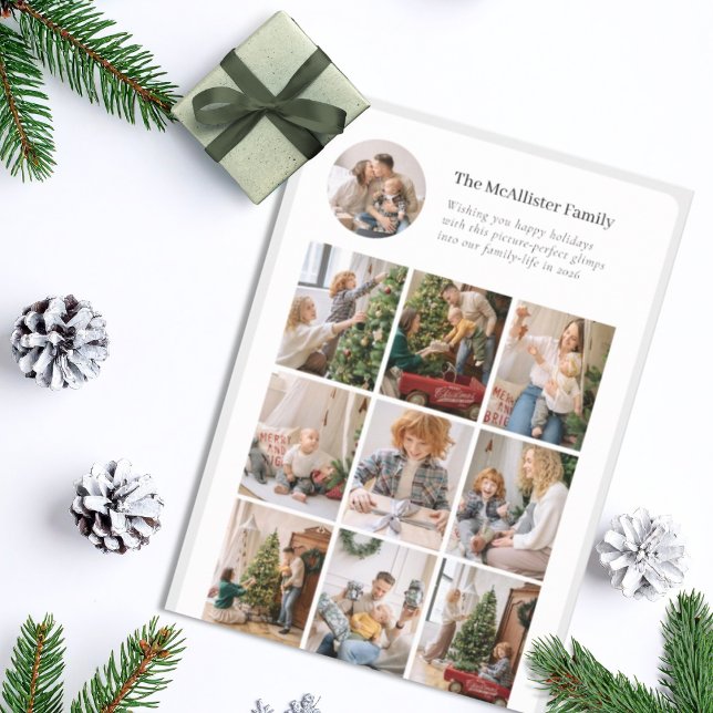 Cartes Pour Fêtes Annuelles Minimalist Multi-Photo Holiday Card Nine Grid (Picture-perfect minimalist photo card for sharing your "top nine of the year" with friends + family)