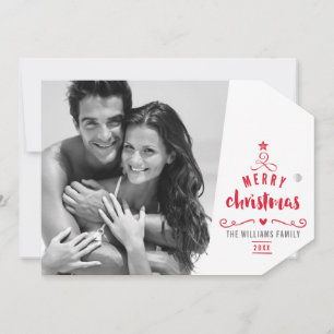 Cartes Pour Fêtes Annuelles MINIMALIST PHOTO stylisée typographie des arbres d