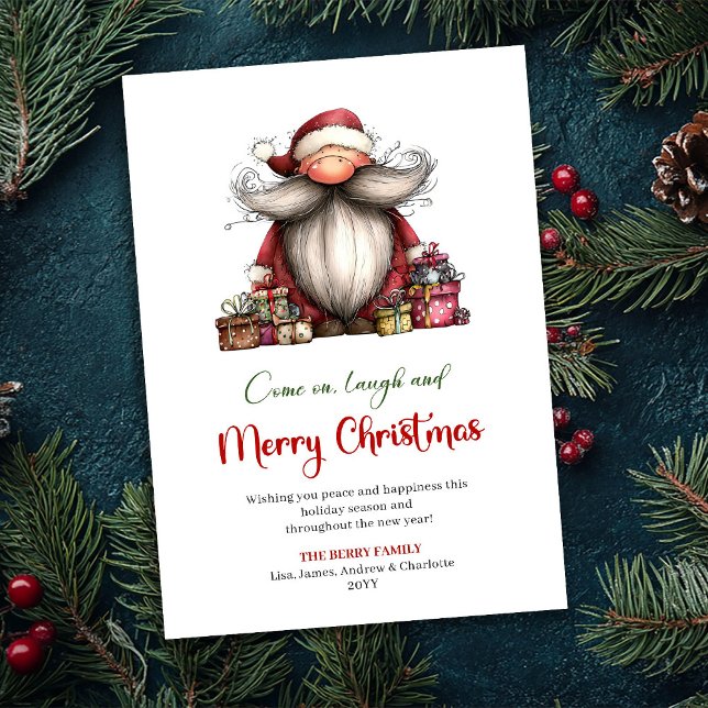 Cartes Pour Fêtes Annuelles Minimalist Quirky Santa Hand Drawn Holiday Card (Minimalist Quirky Santa Hand Drawn Holiday Card)