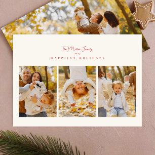 Cartes Pour Fêtes Annuelles minimaliste 4 photo collage élégant script heureux