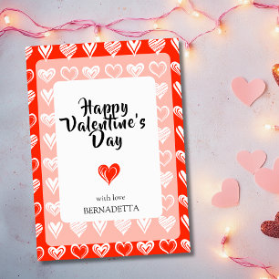 Cartes Pour Fêtes Annuelles Minimaliste Cœur de dentelle blanche Chic Écarlate
