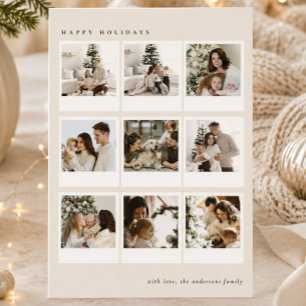 Cartes Pour Fêtes Annuelles Minimaliste  Collage photo bohème crémeux Noël  