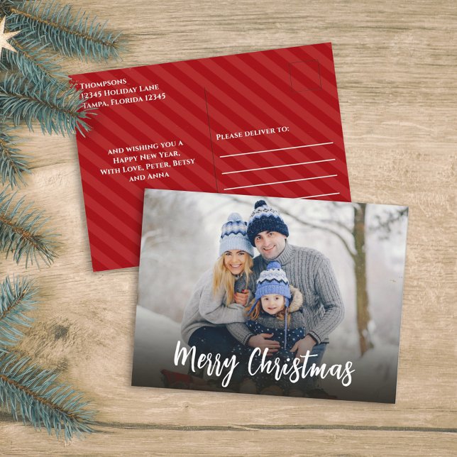 Cartes Pour Fêtes Annuelles Minimaliste de Noël Simple Calligraphie 1 Photo (Créateur téléchargé)