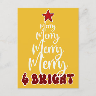 Cartes Pour Fêtes Annuelles Minimaliste Jaune Doré Rouge Joyeux et Lumineux
