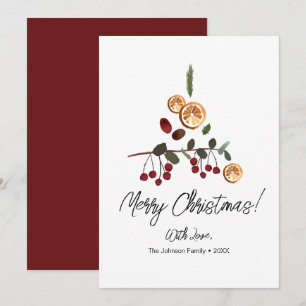Cartes Pour Fêtes Annuelles Minimaliste Joyeux Noël Feuillage d'arbre rustique