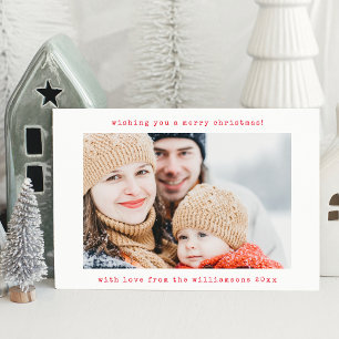 Cartes Pour Fêtes Annuelles Minimaliste Machine à Écrire Rétro Deux Photo Noël