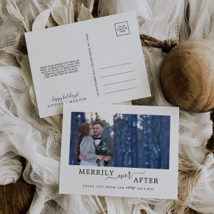Cartes Pour Fêtes Annuelles Minimaliste Merrily Jamais Après Le Merci Nouveau-