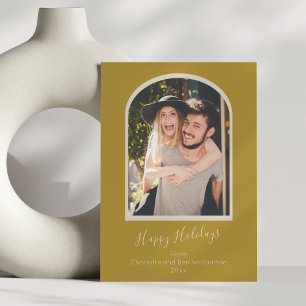 Cartes Pour Fêtes Annuelles Minimaliste Moderne Arch Photo Jaune Personnalisé