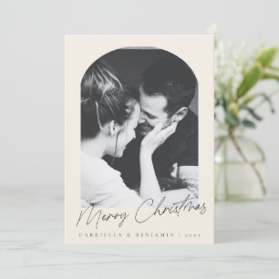 Cartes Pour Fêtes Annuelles Minimaliste Moderne Arche Photo Noël Ivoire