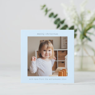 Cartes Pour Fêtes Annuelles Minimaliste Moderne Noël Deux Photo Carré Bleu