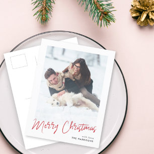 Cartes Pour Fêtes Annuelles Minimaliste moderne   Simple photo de Noël élégant