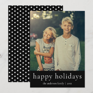 Cartes Pour Fêtes Annuelles Minimaliste noir et blanc Joyeux vacances Cool