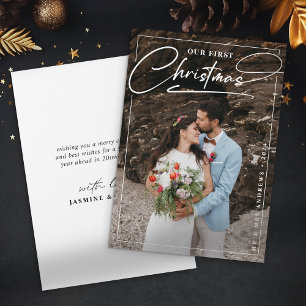 Cartes Pour Fêtes Annuelles Minimaliste Notre premier Noël en tant que M. et M