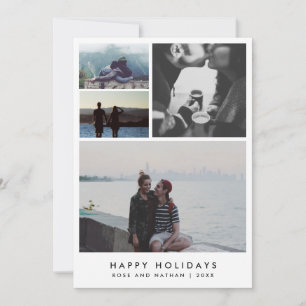 Cartes Pour Fêtes Annuelles Minimaliste Quatre Couple Photo Joyeux Vacances
